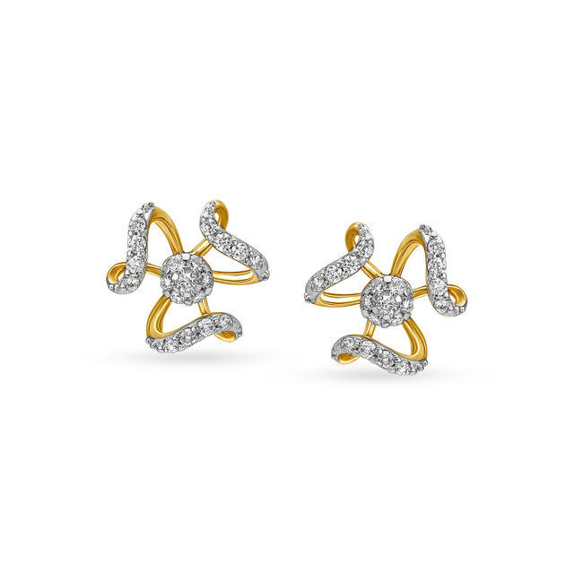 18KT Yellow Gold Diamond Stud Earrings,,hi-res 