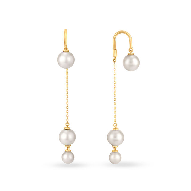 Pearl-Entine Yellow Gold Drop Earrings 2