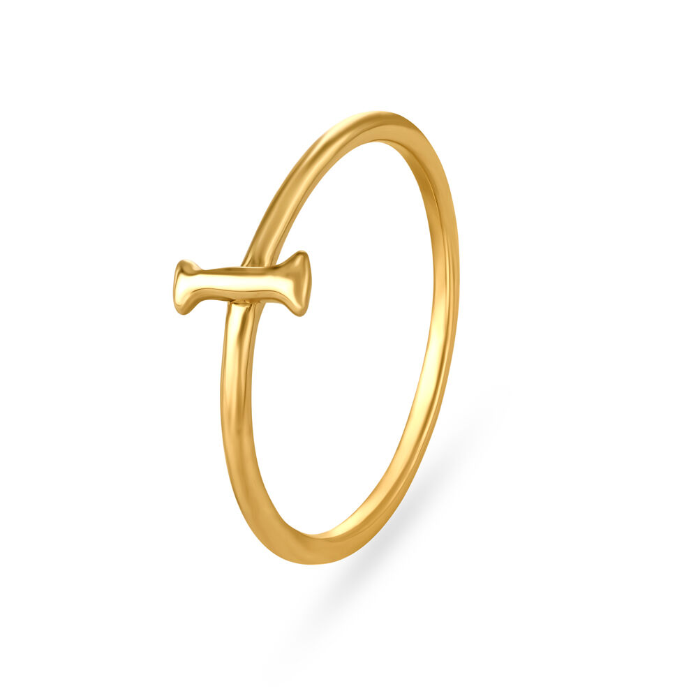 Buy Letter I 18KT Yellow Gold Initial Ring at Best Price Tanishq UAE