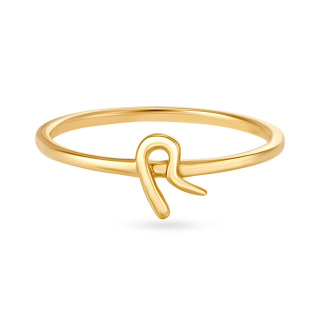 Letter R 18KT Yellow Gold Initial Ring,,hi-res 2