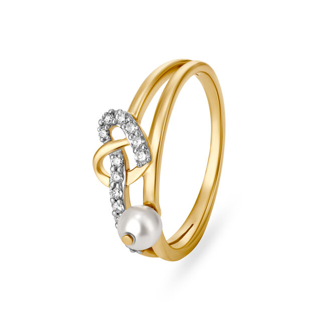 Cupid'S Pearl Yellow Gold Finger Ring,,hi-res 2