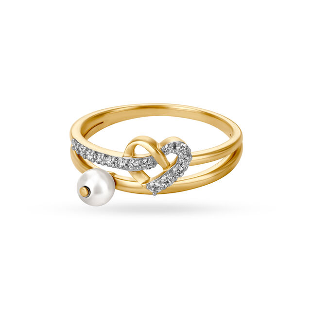 Cupid'S Pearl Yellow Gold Finger Ring,,hi-res 3