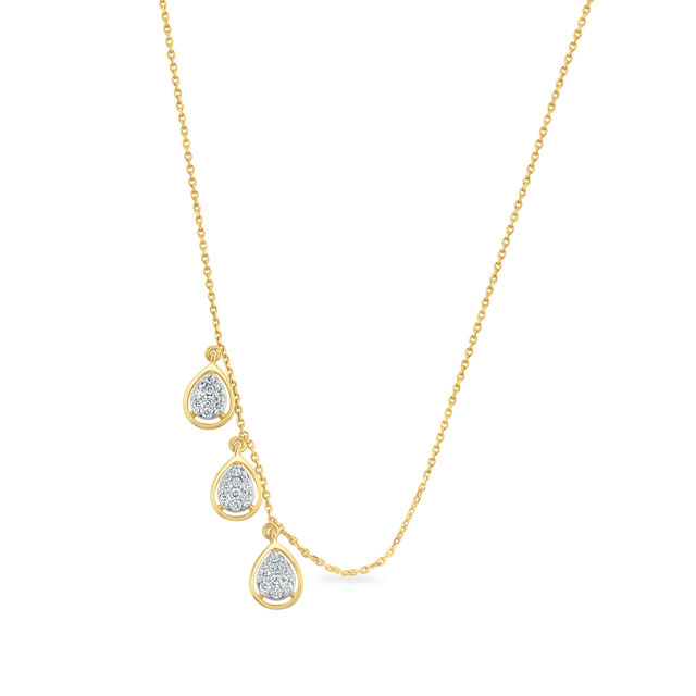 18KT Yellow Gold Moon Drops Diamond Station Necklace,,hi-res 2