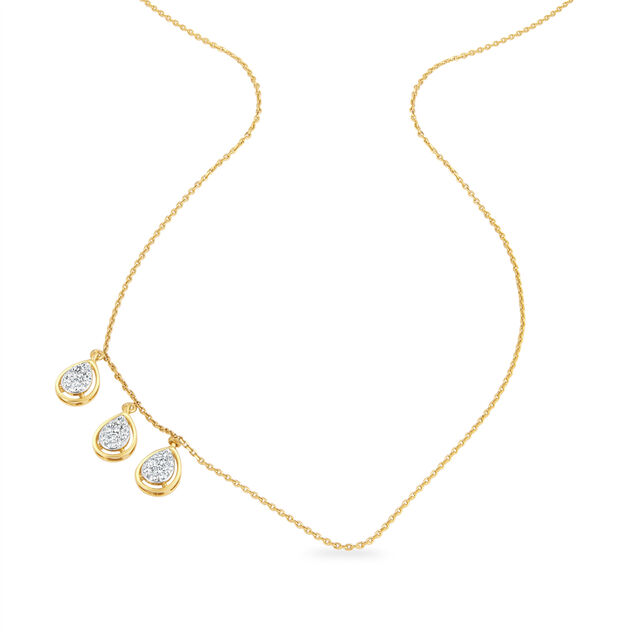 18KT Yellow Gold Moon Drops Diamond Station Necklace,,hi-res 3