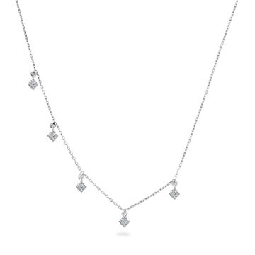18KT White Gold Regal Muse Diamond Station Necklace