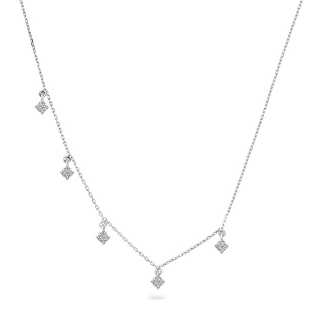 18KT White Gold Regal Muse Diamond Station Necklace,,hi-res 