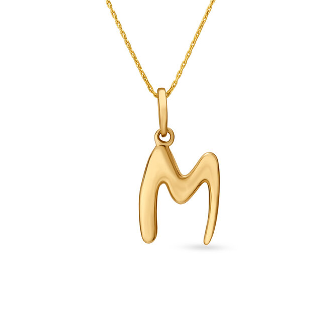 Letter Perfect 'M' Gold Pendant,,hi-res 