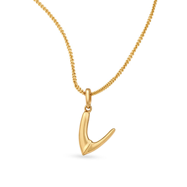 Letter Perfect 'V' Gold Pendant,,hi-res 2