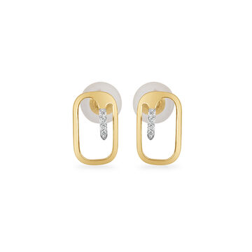 18KT Yellow Gold Back On Track Stud Earrings