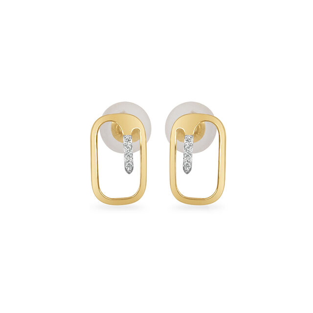 18KT Yellow Gold Back On Track Stud Earrings 