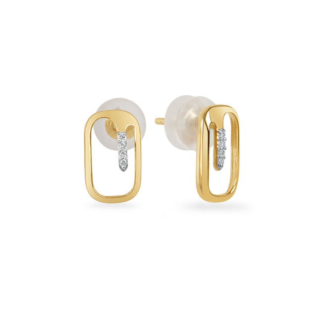 18KT Yellow Gold Back On Track Stud Earrings 2