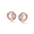 Pearl Teardrop Diamond Studs in 18K Yellow Gold for Women 