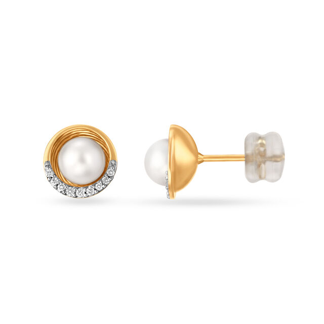 Moon-And-Stars Yellow Gold Stud Earrings 2