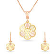 18KT White-Rose Beautiful Gold Hoop Earrings & Pendant Set To Make Heads Turn 