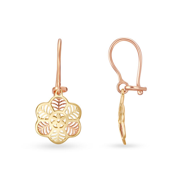 18KT White-Rose Beautiful Gold Hoop Earrings & Pendant Set To Make Heads Turn 2