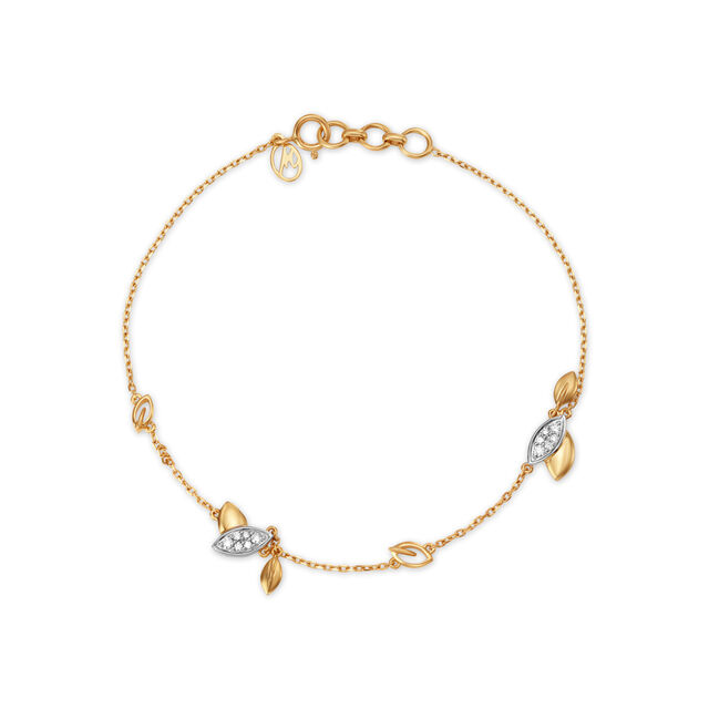 Mia by Tanishq 14KT Yellow Gold Meandering Leaves Diamond Bracelet 