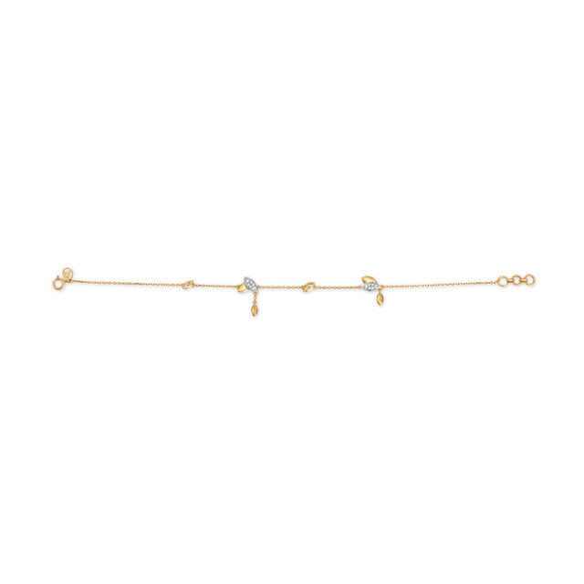 Mia by Tanishq 14KT Yellow Gold Meandering Leaves Diamond Bracelet 2