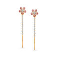 18KT Yellow Gold Elegant Floral Drop Earrings For The Minimalists 