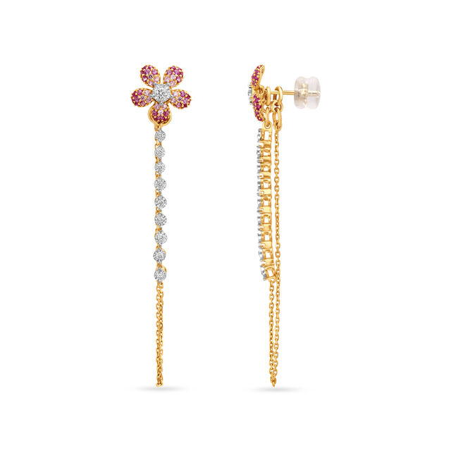 18KT Yellow Gold Elegant Floral Drop Earrings For The Minimalists 2