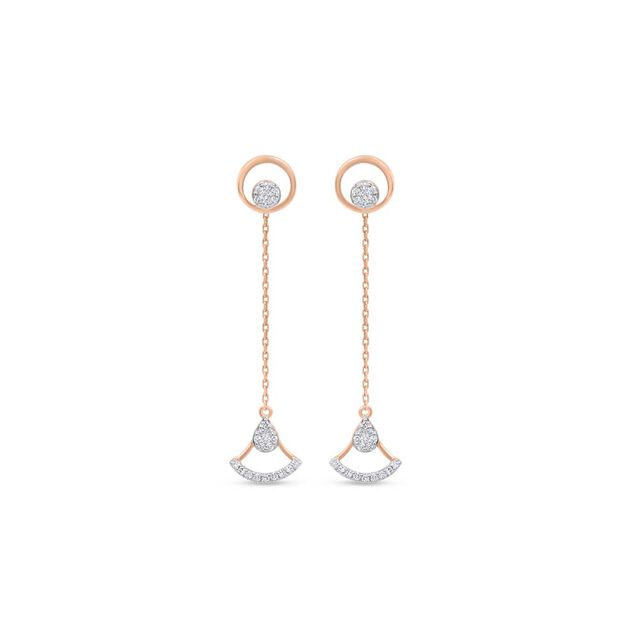 18 KT Rose Gold Elegant Diamond Detachable Drop Earrings,,hi-res 