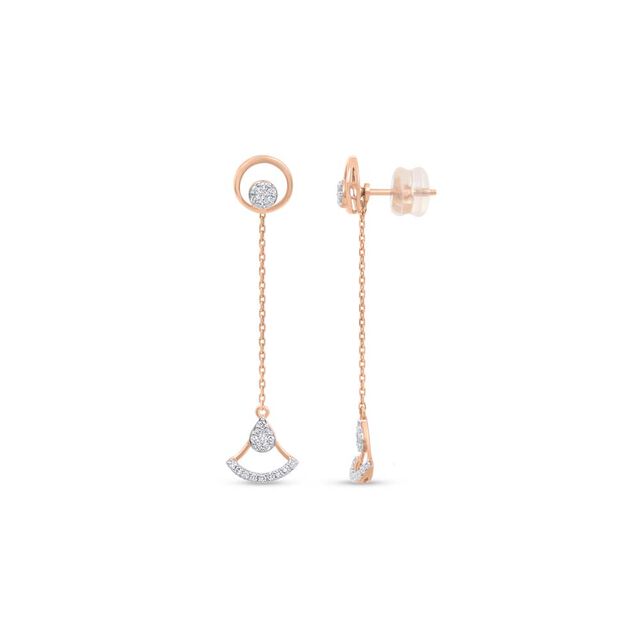 18 KT Rose Gold Elegant Diamond Detachable Drop Earrings,,hi-res 2