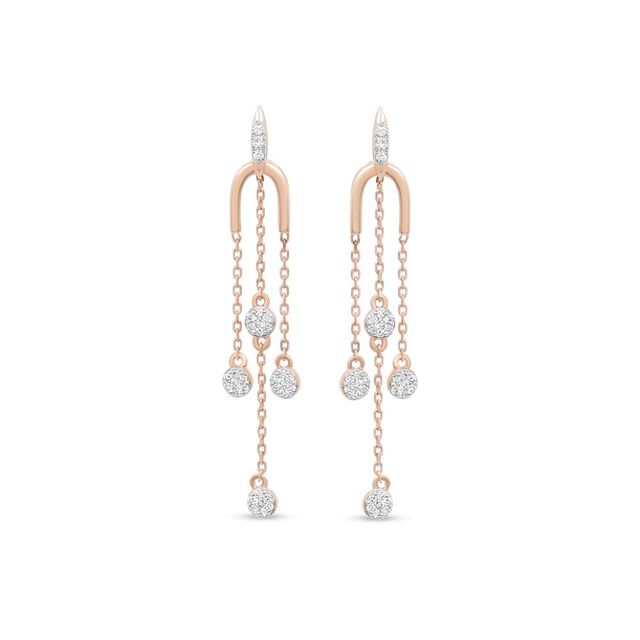 18 KT Rose Gold Gorgeous Diamond Drop Earrings,,hi-res 