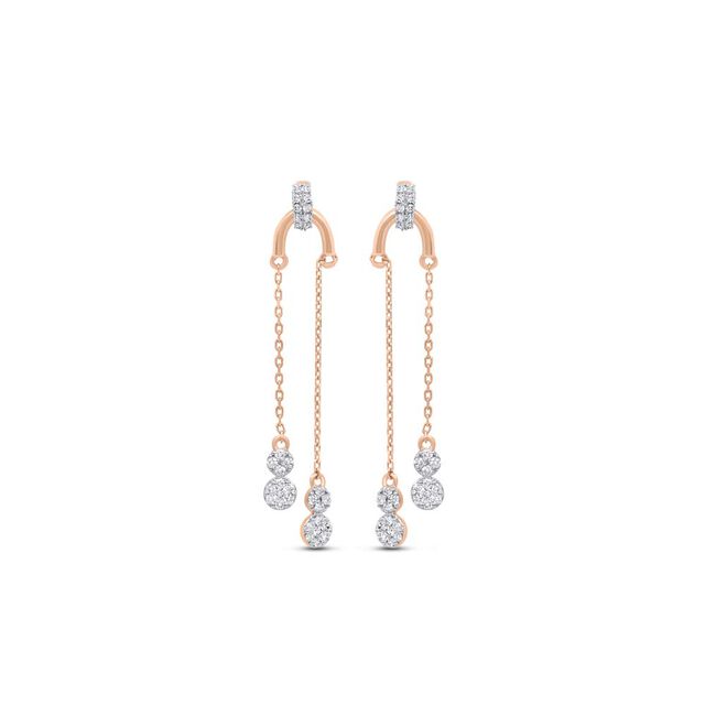 18 KT Rose Gold Modish Diamond Drop Earrings,,hi-res 