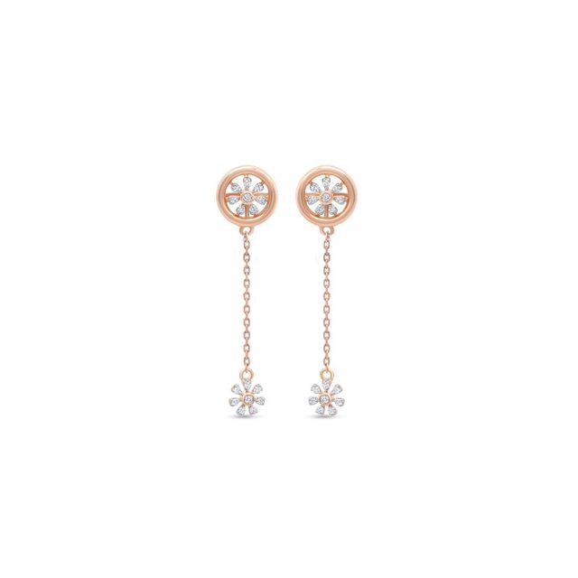 18 KTRose Gold Tender Diamond Drop Earrings 