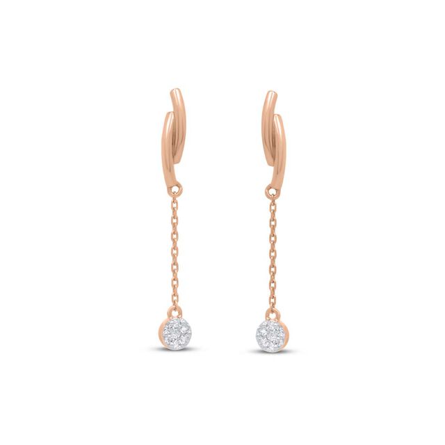 18 KT Rose Gold Classy Diamond Drop Earrings,,hi-res 