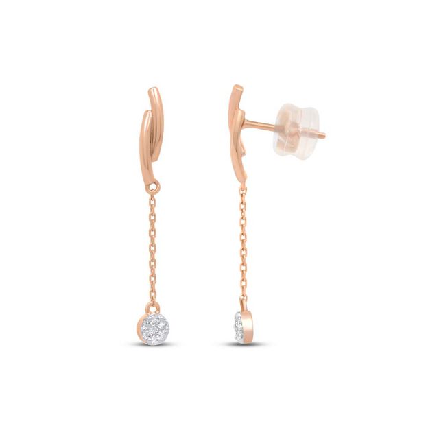 18 KT Rose Gold Classy Diamond Drop Earrings,,hi-res 2