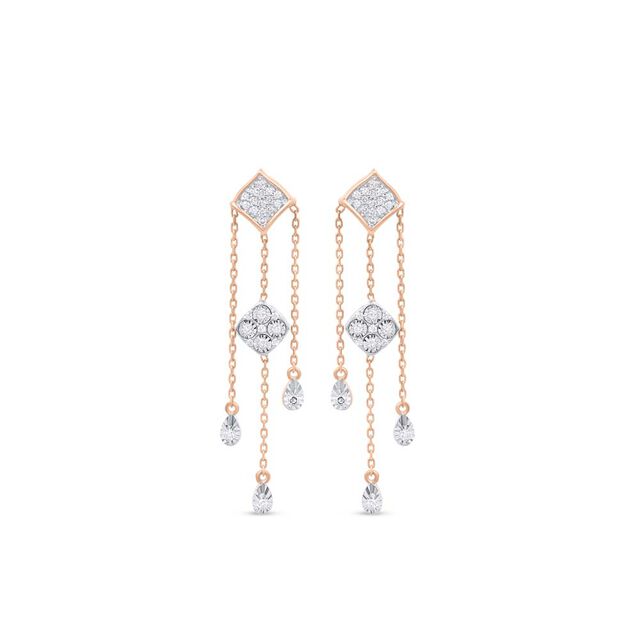18 KT White and Rose Gold Grand Diamond Drop Earrings,,hi-res 