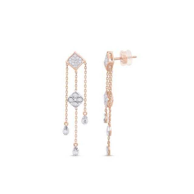 18 KT White and Rose Gold Grand Diamond Drop Earrings,,hi-res 2