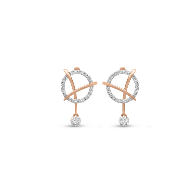 18 KT Rose Gold Shimmering Diamond Drop Earrings,,hi-res 