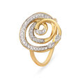 18KT Yellow White Gold Twirl Shaped Dazzling Finger-Ring 