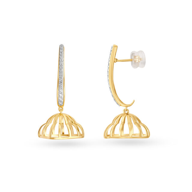 Diamond-studded 18kt Yellow Gold Jhumkas for the Royal Mia Woman,,hi-res 2