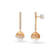 Plush White-Rose Gold 18KT Pearl Jhumkas For The Elegantly Women,,hi-res 2