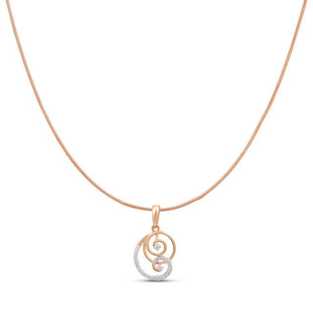 18 KT Rose Gold Swirls Diamond Pendant,,hi-res 