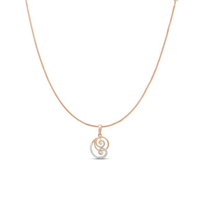 18 KT Rose Gold Swirls Diamond Pendant,,hi-res 2