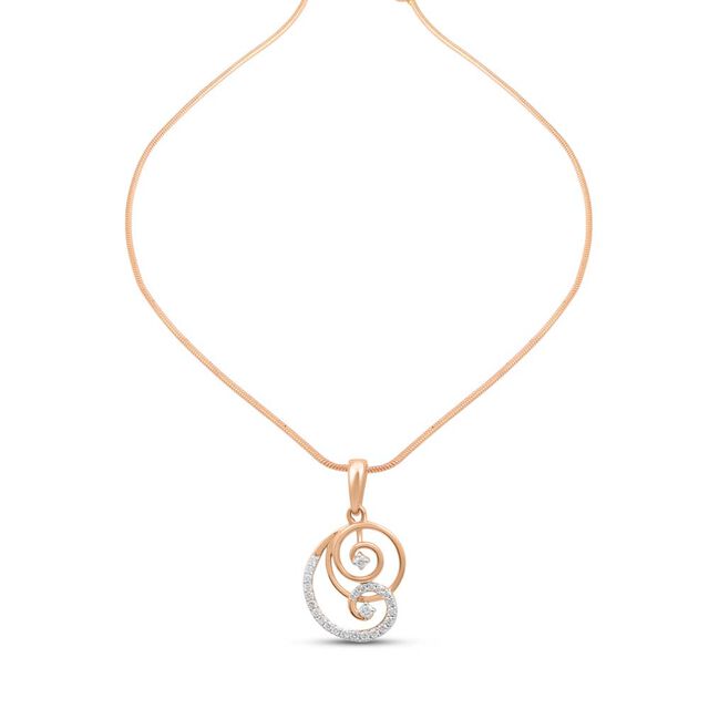 18 KT Rose Gold Swirls Diamond Pendant,,hi-res 3