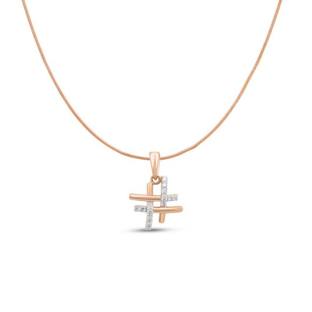 18 KT Rose Gold Grid Diamond Pendant,,hi-res 