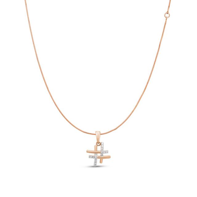 18 KT Rose Gold Grid Diamond Pendant,,hi-res 2