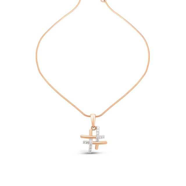 18 KT Rose Gold Grid Diamond Pendant,,hi-res 3