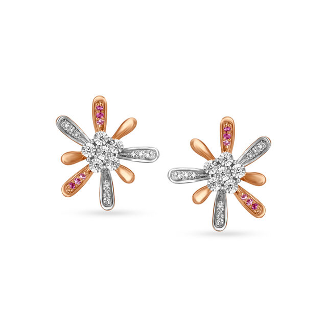 18KT Rose Gold A Pair Of Floral Earrings For Spring Lover,,hi-res 
