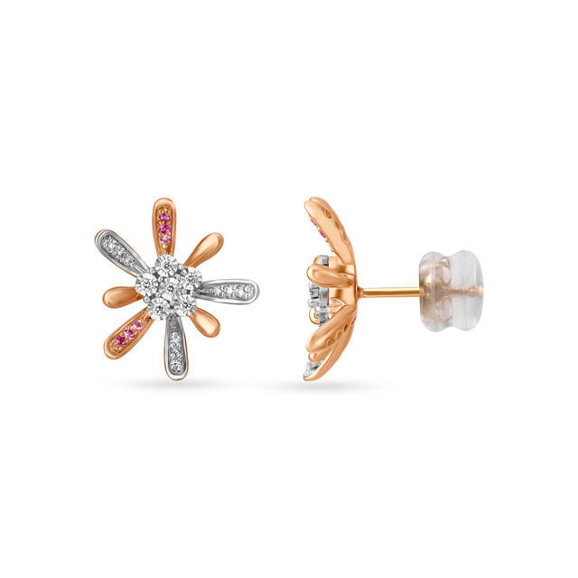 18KT Rose Gold A Pair Of Floral Earrings For Spring Lover,,hi-res 2