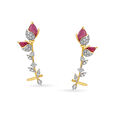 18KT Yellow Gold Earrings with Budding Tulips,,hi-res 2