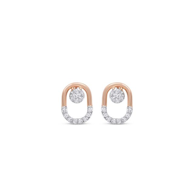 18 KT Rose Gold Simple Diamond Stud Earrings,,hi-res 