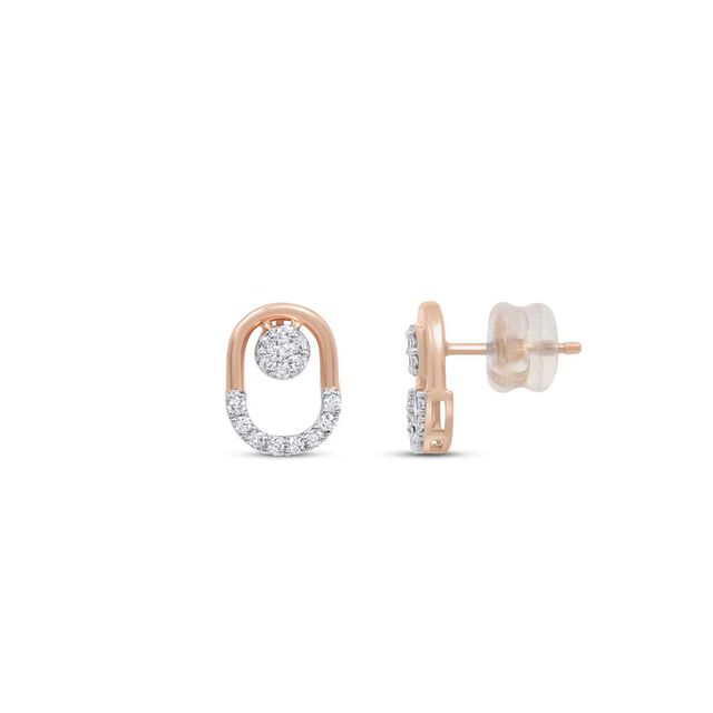 18 KT Rose Gold Simple Diamond Stud Earrings,,hi-res 2