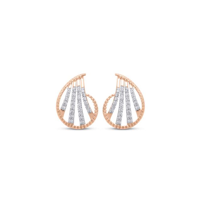 18 KT Rose Gold Sleek Diamond Stud Earrings,,hi-res 