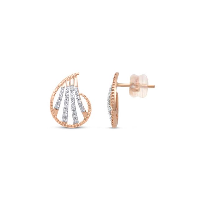 18 KT Rose Gold Sleek Diamond Stud Earrings,,hi-res 2