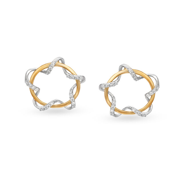 18KT Celestial Gold & Diamond Studs Earrings 